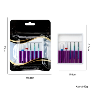 5-piece professional ceramic and tungsten steel nail drill bit set with storage case