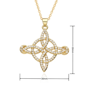 Detail showing 30mm gold Celtic knot pendant encrusted with sparkling cubic zirconia