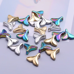 304 stainless steel whale tail pendants in gold silver and rainbow for DIY jewelry