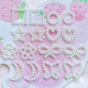White ABS faux pearl charms in heart, star and moon shapes for DIY hair accessories