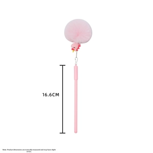 Pink unicorn pen featuring a soft faux fur pompom and cartoon charm detail, 16.6cm length