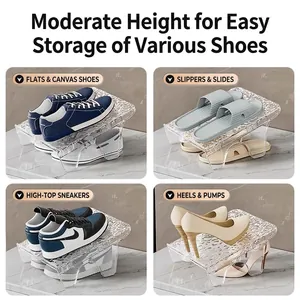 Space-saving double-layer acrylic shoe rack with wave non-slip panel for home storage
