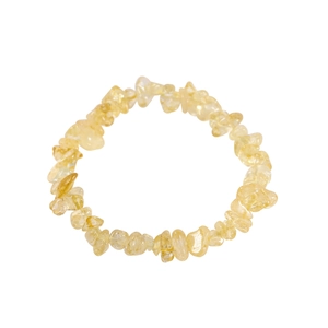 Minimalist natural yellow crystal gemstone chips beaded elastic bracelet for women and men