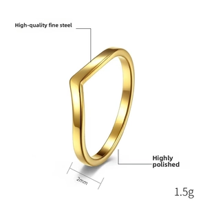 Macro shot of 2mm V-shaped polished stainless steel ring with 1.5g lightweight detail