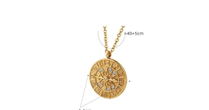 Detail of 18K gold-plated zodiac pendant necklace with zircon showing dimensions