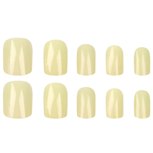 Pastel macaron cream yellow press-on nails set with glossy finish for women