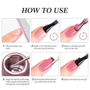 Step-by-step tutorial guide for applying metallic nail gel polish with clear instructions