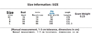 Detailed size guide table for satin slip dress with bust and waistline measurements