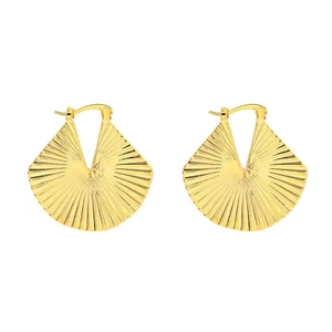 Minimalist 24k gold-plated hoop earrings featuring a radiant laser-cut textured texture