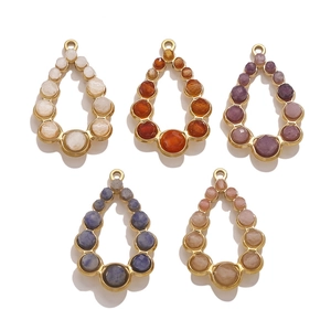 Stainless Steel Teardrop Charms Bohemian Style Crystal Rhinestone Pendants For DIY Jewelry Making Necklaces Earrings