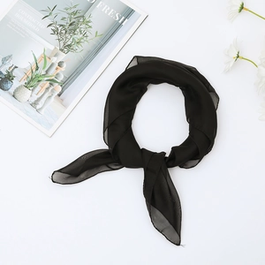 Elegant black solid chiffon square scarf 65x65cm for women dancing or fashion use