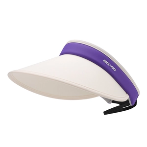 Outdoor color-block foldable sun visor for women with UV protection in cream and purple