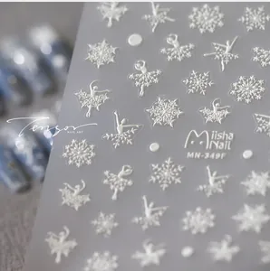 Detail of 5D embossed snowflake nail stickers featuring elegant ballet dancers