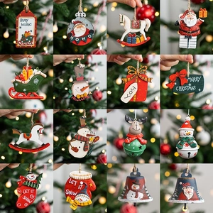 Set of 16 handcrafted Christmas tree ornaments including Santa, snowman, and reindeer