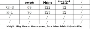 Detailed size chart for retro polka dot tank top with measurements and fabric info