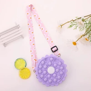 Sac bandoulière pop-it en silicone tournesol violet avec sangle réglable à marguerites