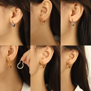 Classic gold and silver stainless steel earrings in heart star and hoop shapes
