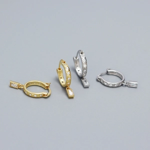 Elegantes pendientes de aro de plata S925 con estrella de ocho puntas y circón en oro y plata