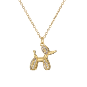 Collier pendentif chien ballon plaqué or avec strass en cristal étincelants pour femme