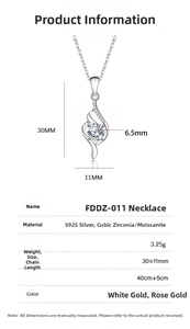 Detailed product dimensions for the 1ct Moissanite S925 silver twisting pendant necklace