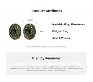 Detail view of retro emerald earrings with gold frame dimensions 1.8x1.4cm and silver pins