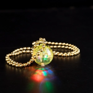 70s retro disco ball glowing necklace with colorful LED light and gold bead chain