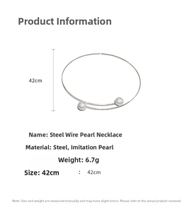 Détails du tour de cou en acier argenté et perles de 42 cm pesant 6,7 g