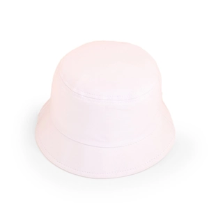 Close-up of the smooth stitching and cotton twill texture on a pastel sun bucket hat