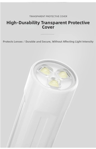 Detailed macro view of the three LED beads under a transparent protective cover on the lamp