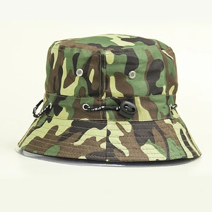 Army green camouflage sun hat for outdoor hiking and fishing with adjustable chin strap