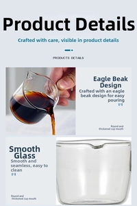Detail view of double-spout heat-resistant glass measuring cup with V-shaped eagle beak design