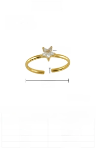 Guide des dimensions détaillé pour bague ajustable en acier avec étoile en zircon