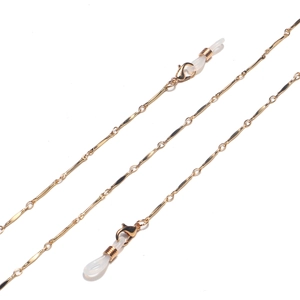 Minimalist gold metal glasses chain with white silicone loops and lobster clasps