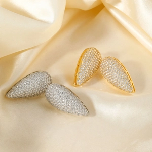 Boucles d'Oreilles Clous en Forme de Goutte en Cuivre et Strass pour Femmes Élégantes Boucles d'Oreilles Bijoux de Mode