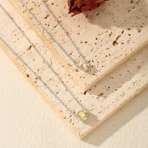 Elegant S925 sterling silver necklaces with sparkling yellow rose-cut diamond pendants