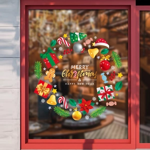 Christmas window static stickers with gingerbread man candy and Merry Christmas message