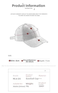 Diagramme technique détaillé montrant les mesures de la casquette de baseball 3D