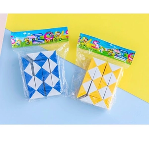 Educational twist snake puzzle cubes in blue-white and yellow-white color combinations
