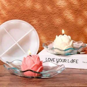 Stampo in silicone a forma di fiore di loto per candele e vassoi decorativi fai-da-te