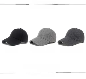 Detailed comparison of wool baseball caps in black, French grey, and dark grey colors