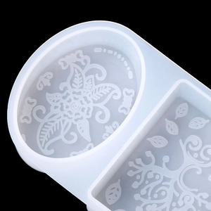 Macro detail of silicone mold with intricate ethnic floral and vine textures