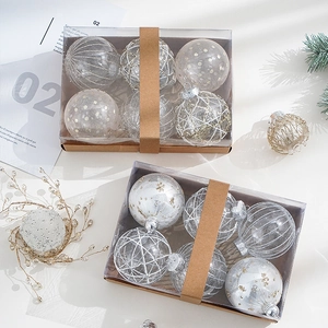 8cm Christmas ball set with clear and white ornaments for holiday tree decoration