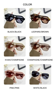 Six stylish color options for pilot sunglasses featuring thick frames and metal accents