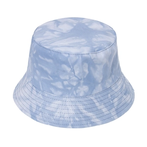 Wende-Anglerhut für Damen und Herren mit blau-weißem Batik-Wolkenmuster aus Baumwolle