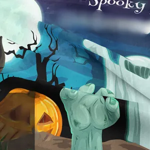 Detailed macro view showing twill texture and spooky pumpkin print on Halloween tapestry