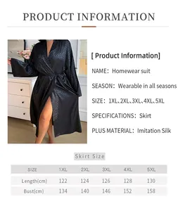 Detailed size chart for the leopard print robe featuring measurements from 1XL to 5XL