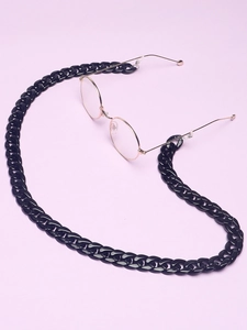 Fashionable thick black acrylic link eyewear chain on lavender background