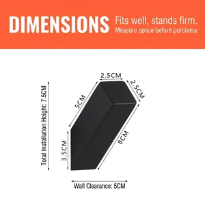 Wall-mounted black 304 stainless steel robe hook with modern triangular design and dimensions