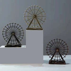 European vintage ferris wheel metal model in bronze and black for home decor