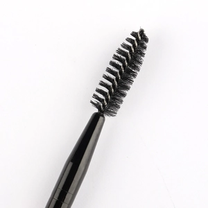 Macro shot of spiral synthetic fiber brush head for eyelashes and eyebrows